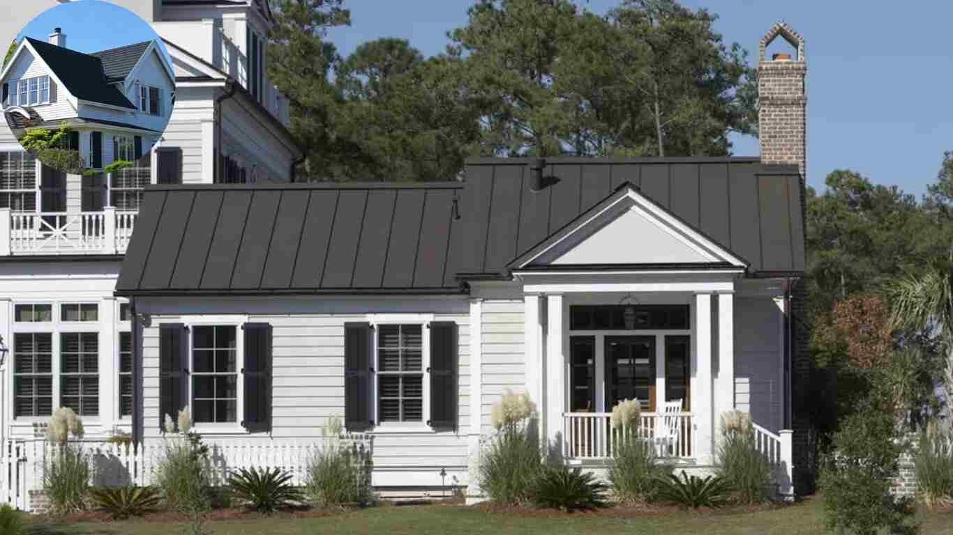 what color siding goes with black roof house