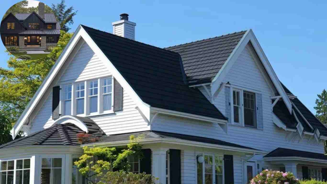 what color siding goes with black roof house