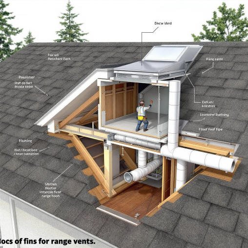 how to install house roof vent for range hood
