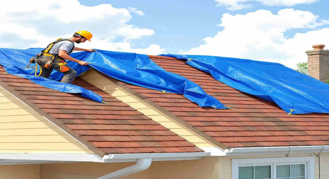 how to put tarp on leaking home roof