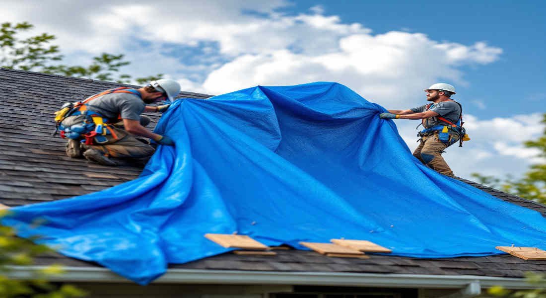 how to put tarp on leaking home roof