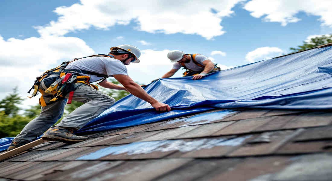 how to put tarp on leaking home roof