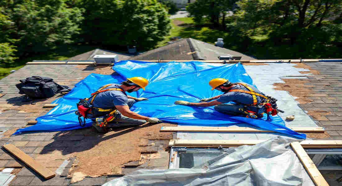 how to put tarp on leaking home roof