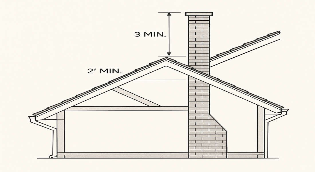 how high does a chimney have to be above the house roof