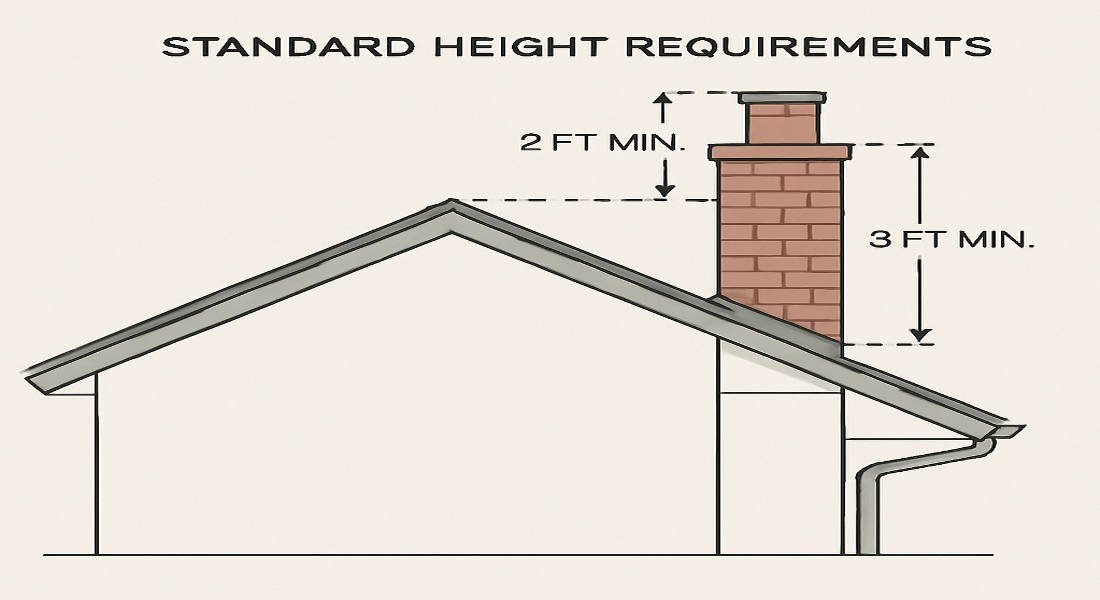 how high does a chimney have to be above the house roof
