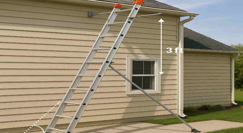 how to put a ladder on a home roof