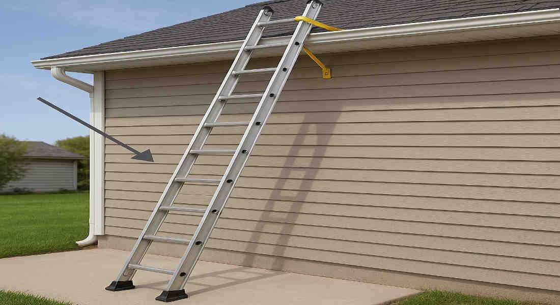 how to put a ladder on a home roof