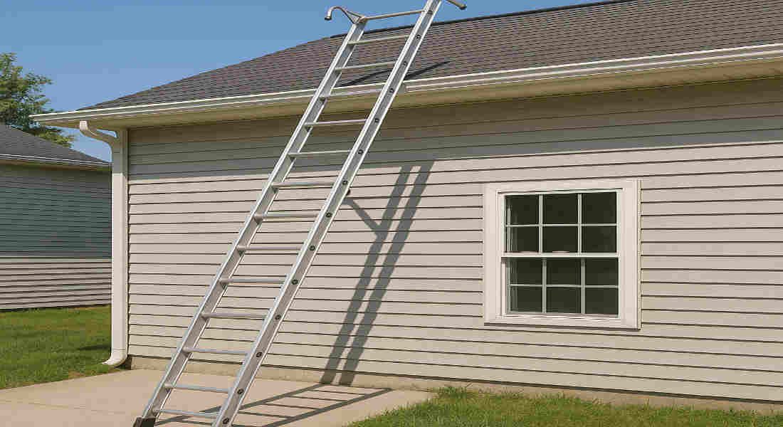 how to put a ladder on a home roof