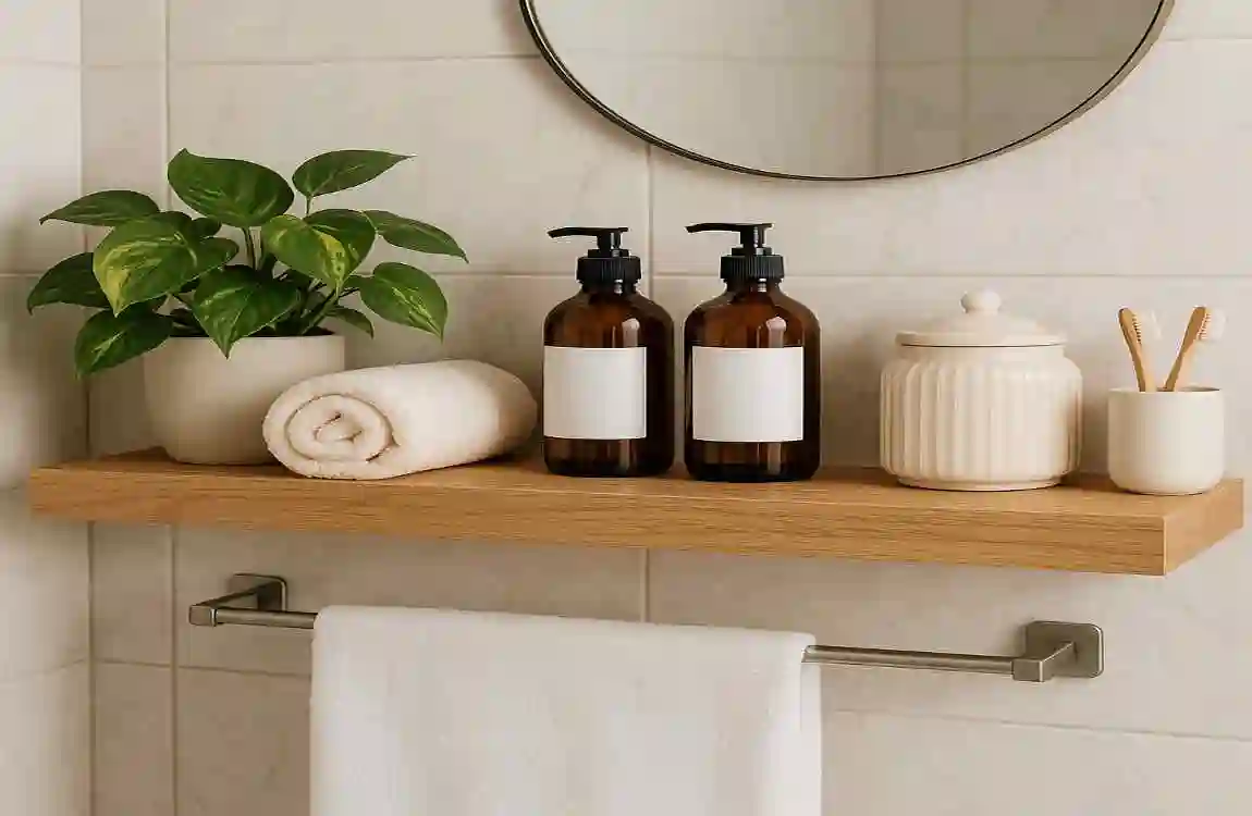 what to put on a bathroom shelf