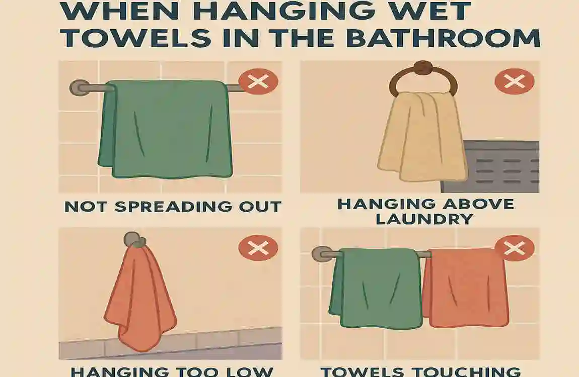 how to hang wet towels in bathroom