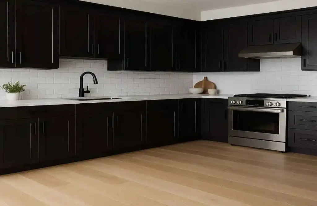 what color flooring goes with dark cabinets