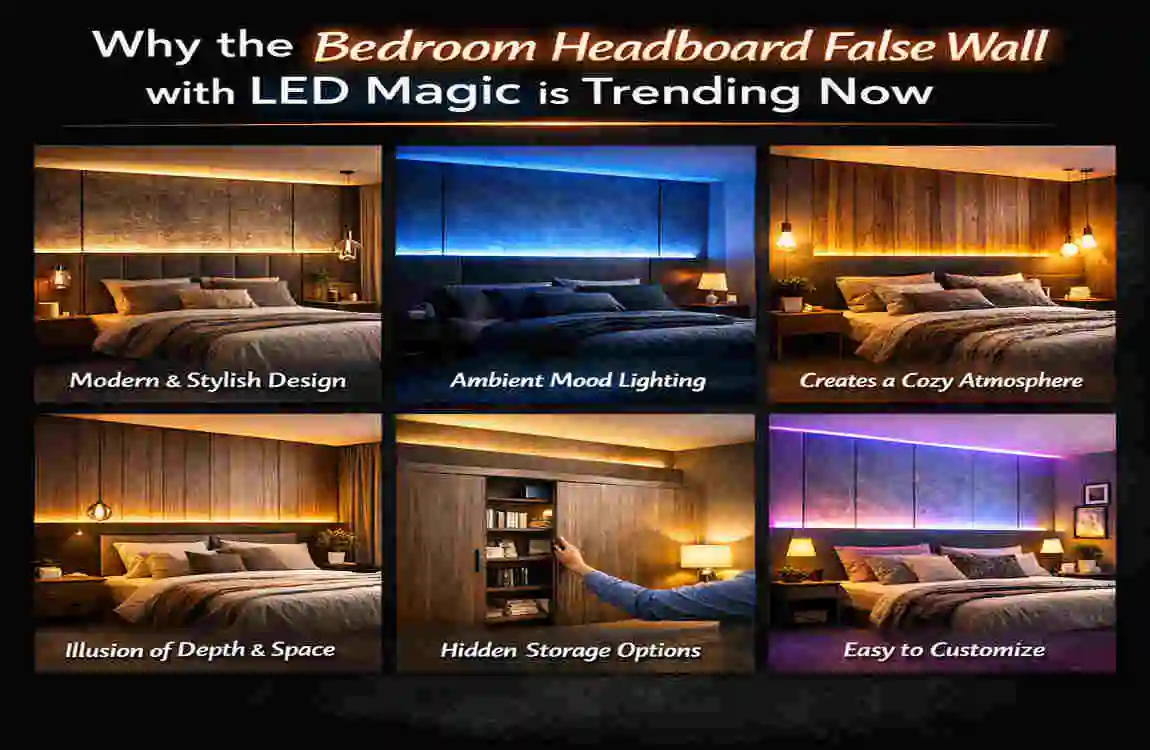 Bedroom Headboard False Wall with LED Magic