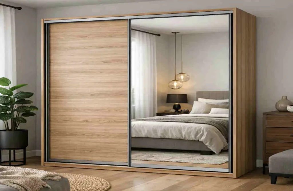 2 door sliding wardrobe design with mirror in bedrooms