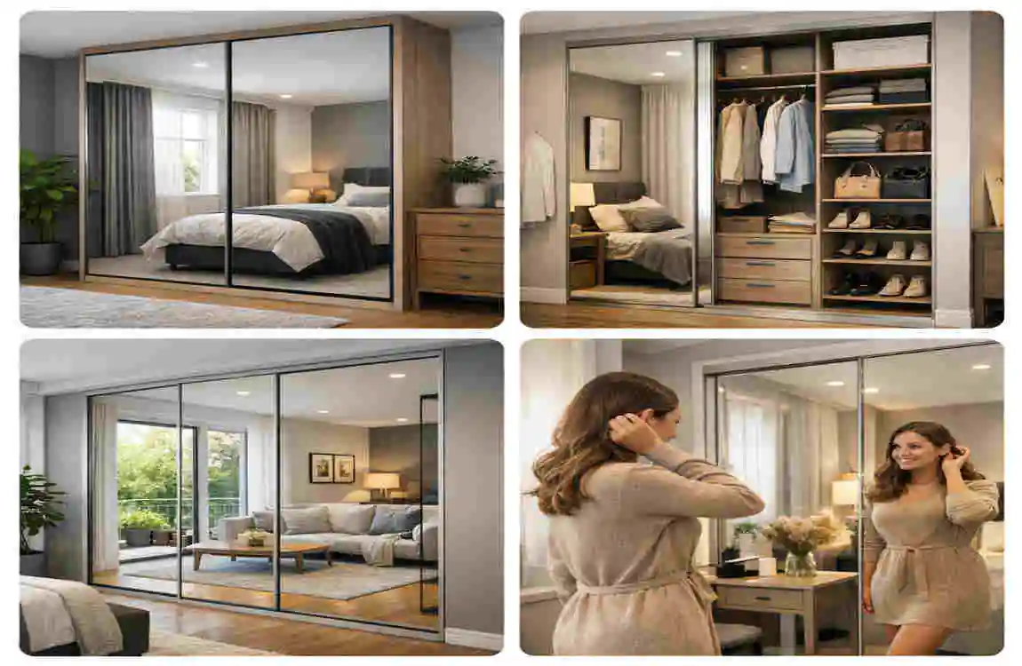 modern wardrobe designs for small bedroom with mirror