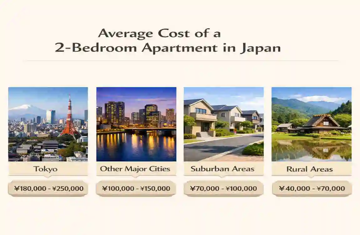 how much does a 2 bedroom apartment cost in japan
