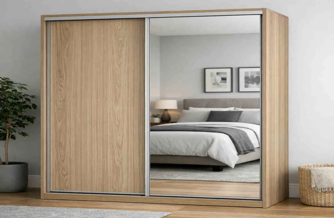 2 door sliding wardrobe design with mirror in bedrooms