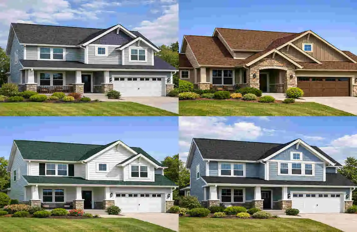 brick house and roof color