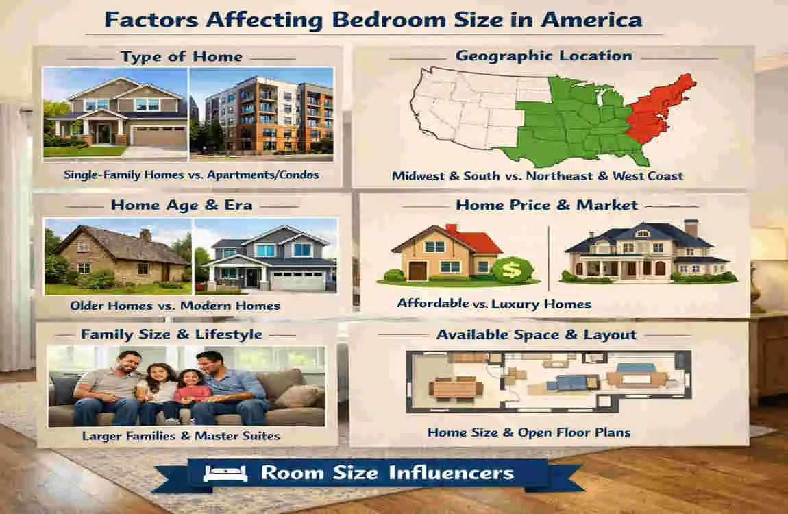 what is the average size bedroom in america