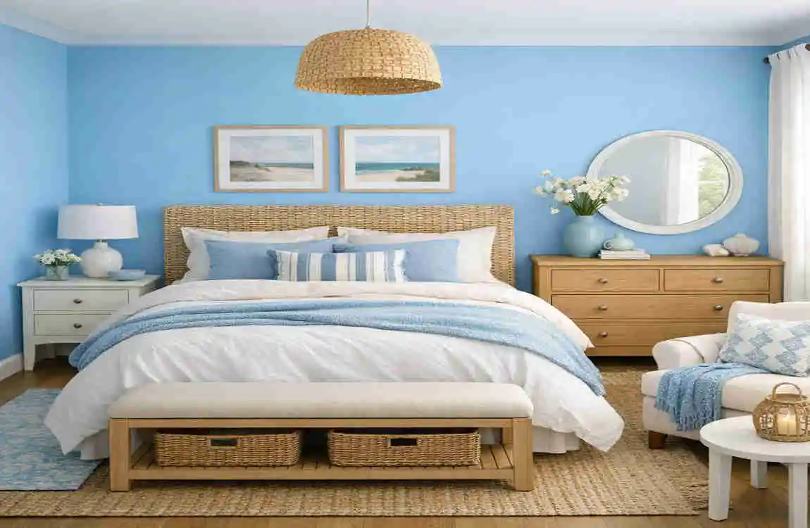 sky blue bedroom wall colour combination