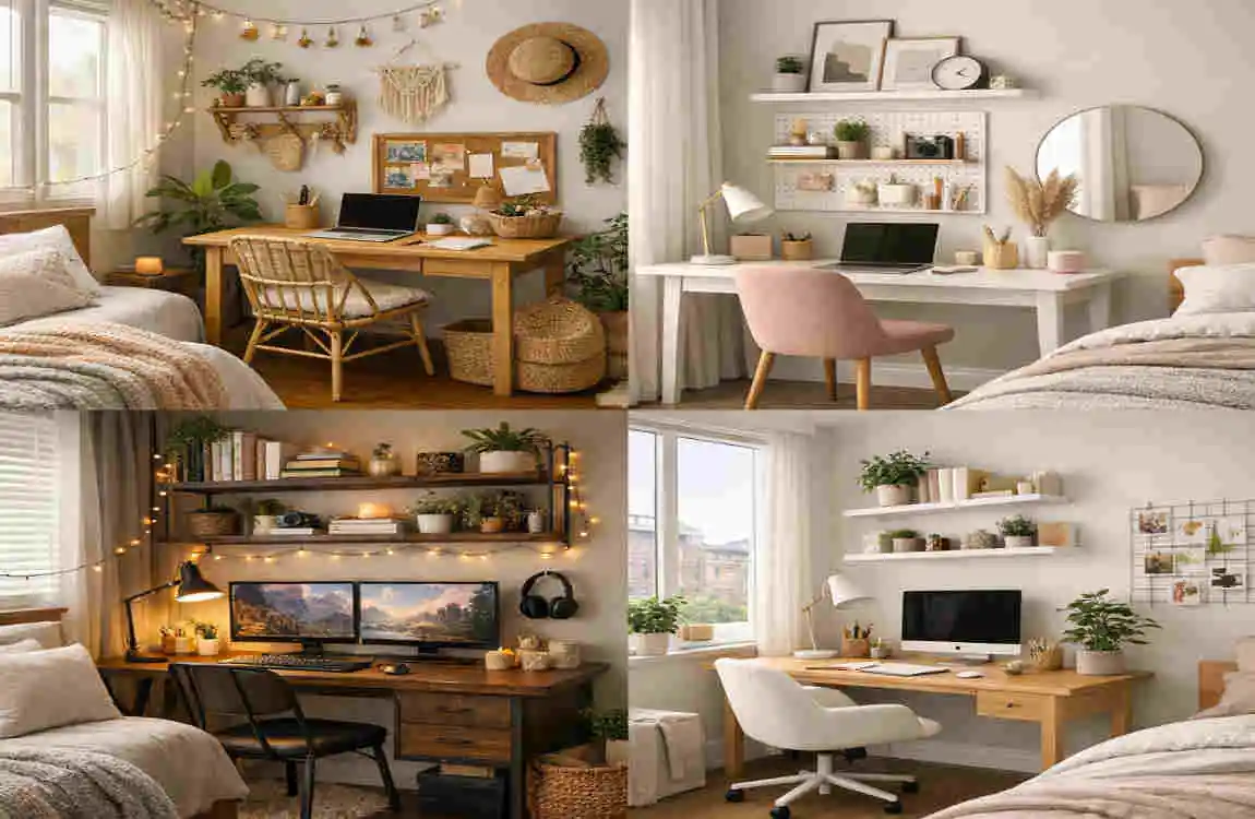 how to decorate bedroom desk area