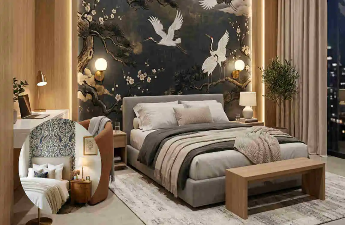 bedroom wallpaper colour combination