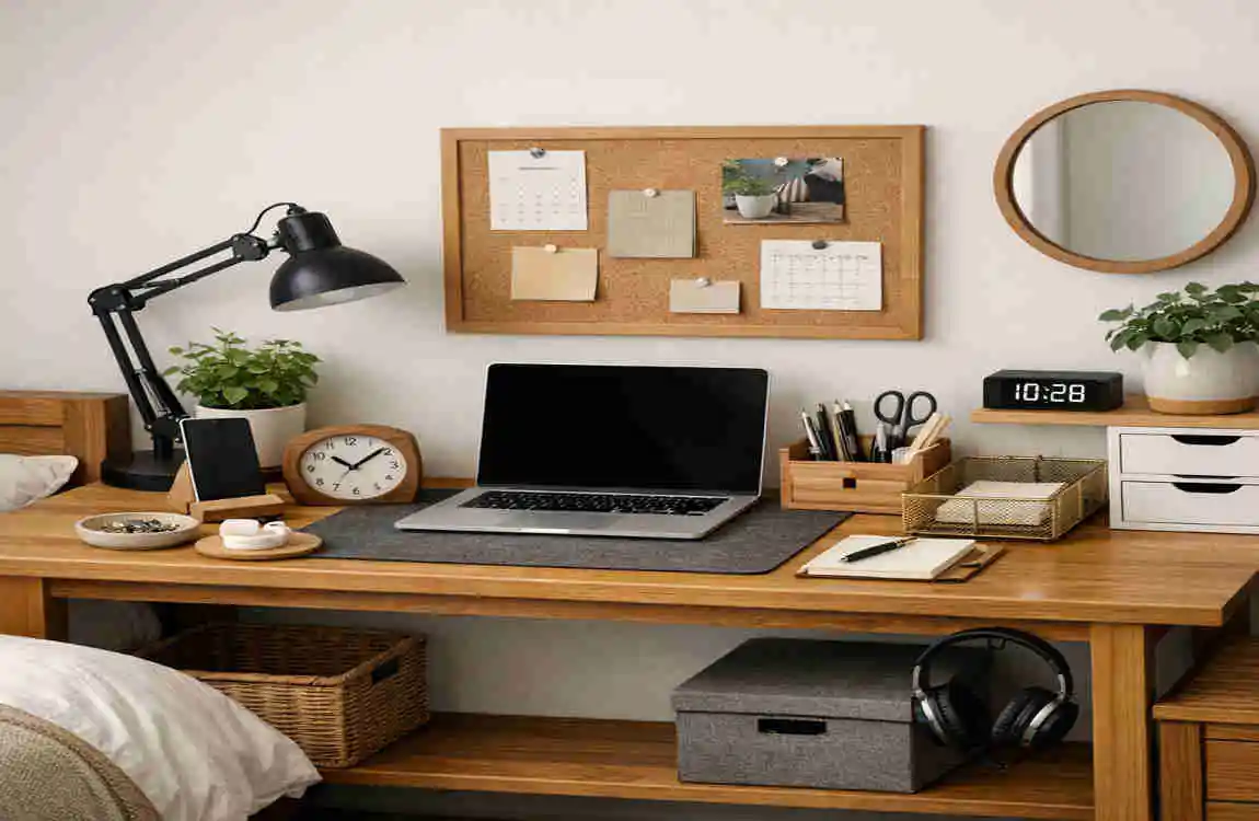 how to decorate bedroom desk area