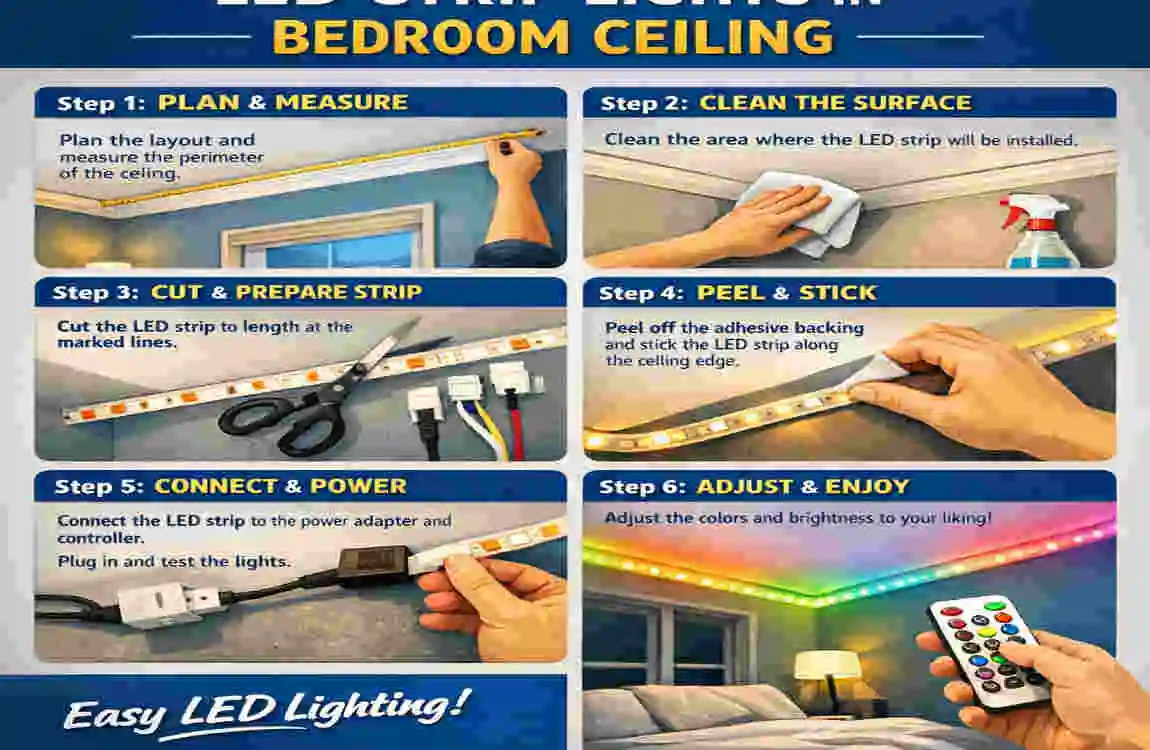 how to install led strip lights in bedroom ceiling