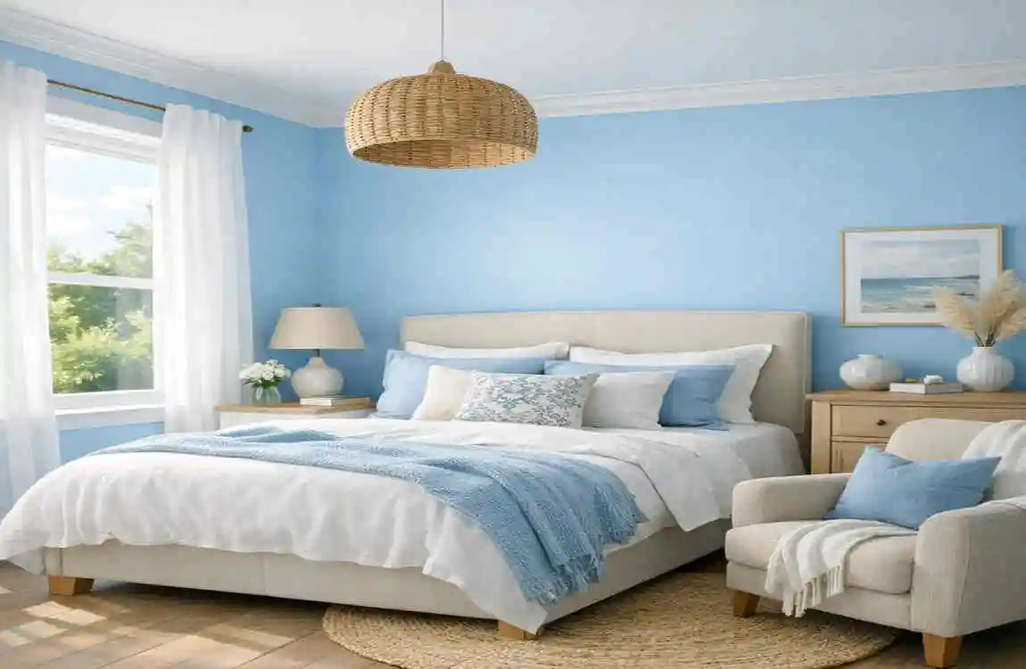 sky blue bedroom wall colour combination