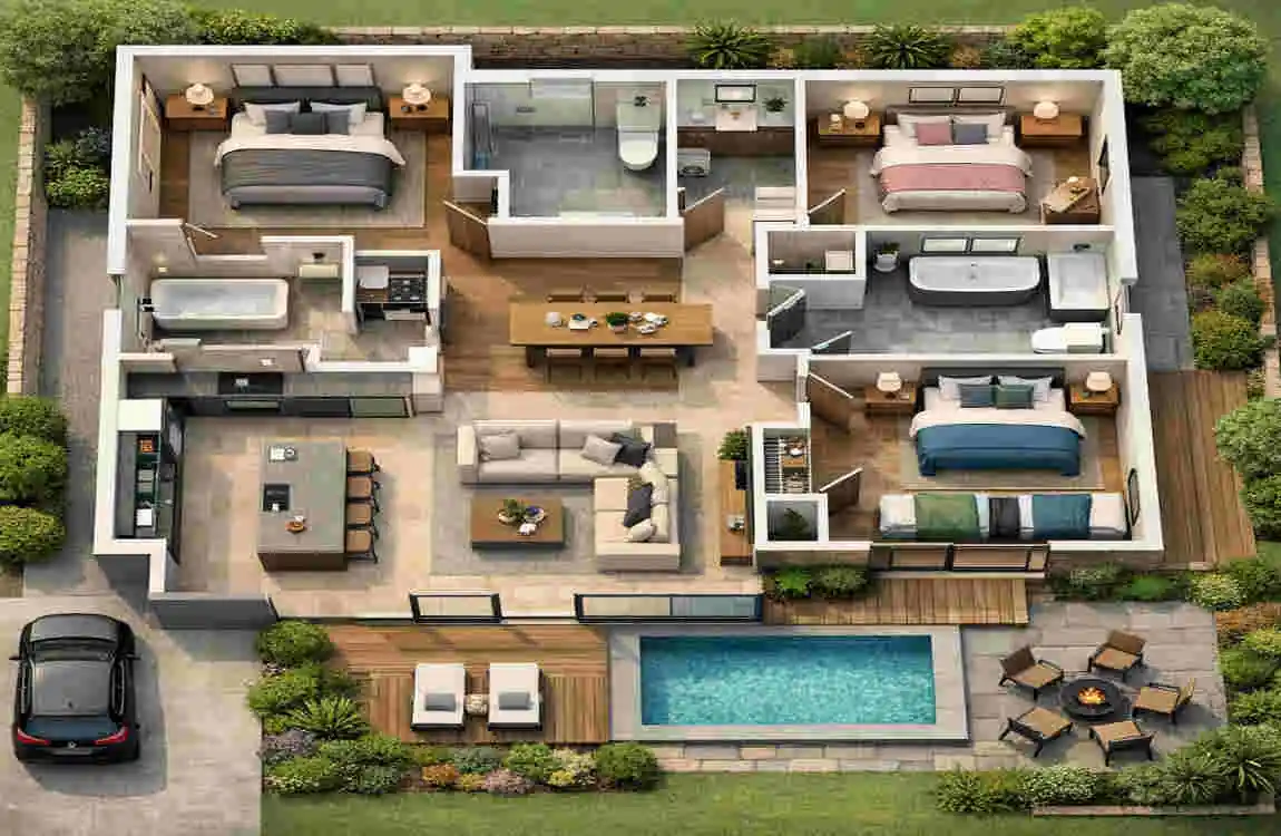 how to design a 3 bedroom house