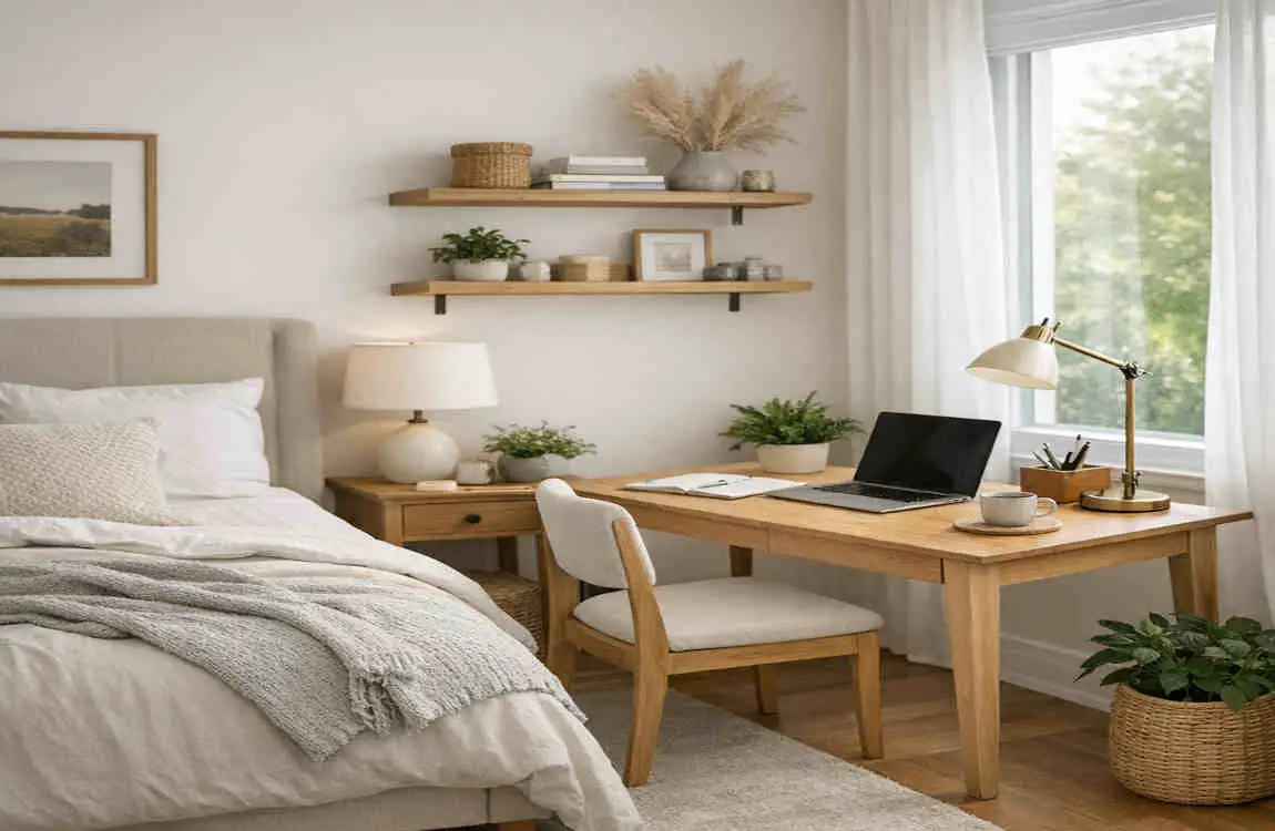 how to decorate bedroom desk area