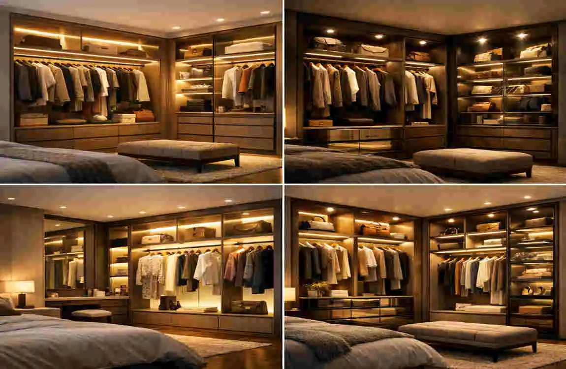 luxury bedroom wardrobe light idea