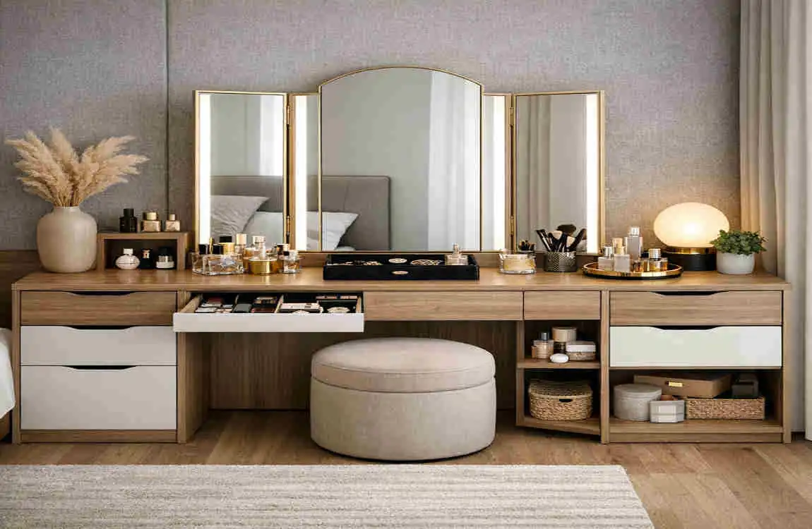 master bedroom dressing table design with mirror