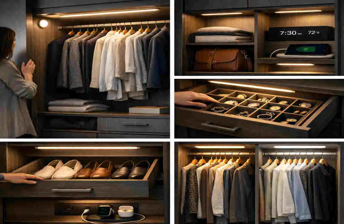 luxury bedroom wardrobe light idea
